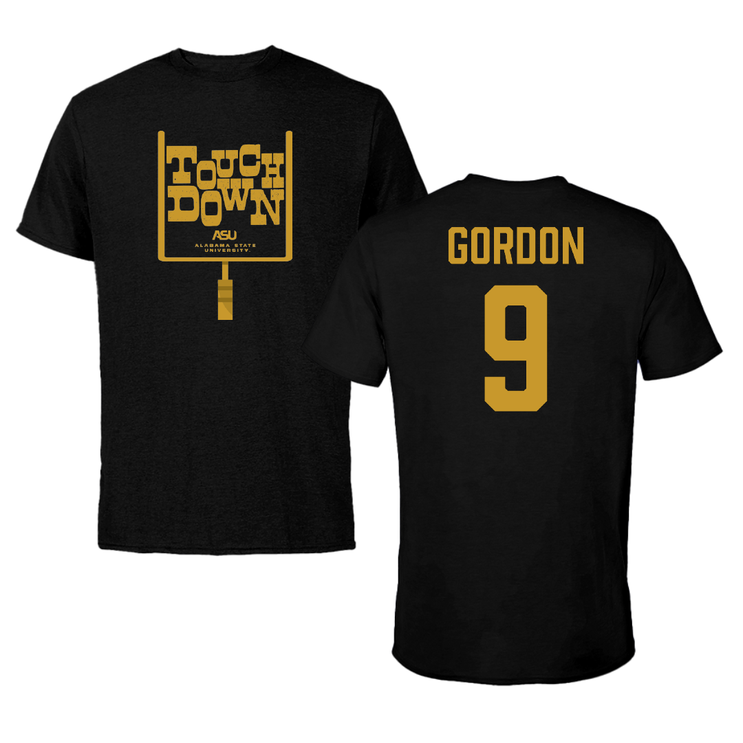 Alabama State University Football Black Touchdown Tee - #9 Cameron Gordon