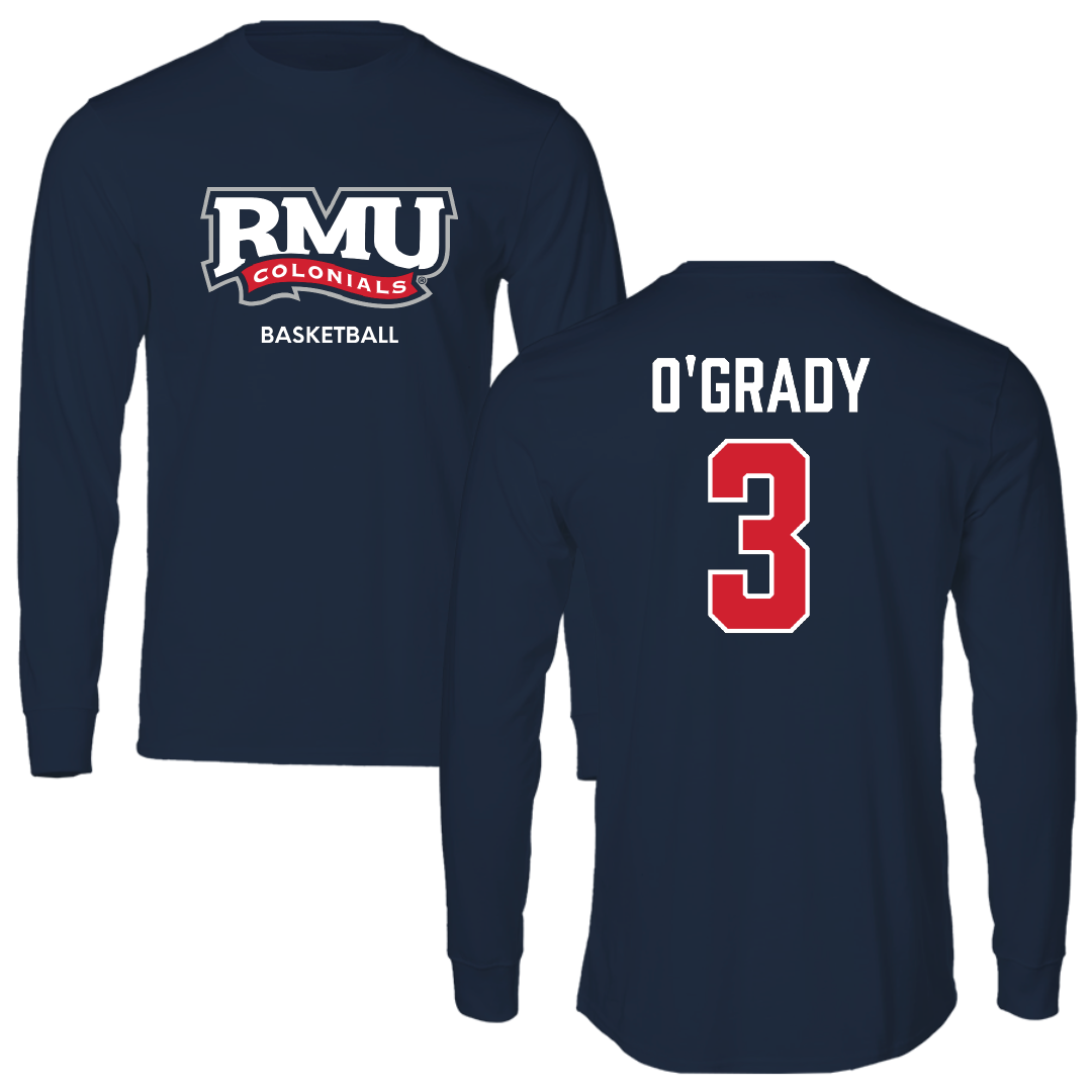 Robert Morris University Basketball (M) Navy RMU Long Sleeve - #3 Tanner O'Grady