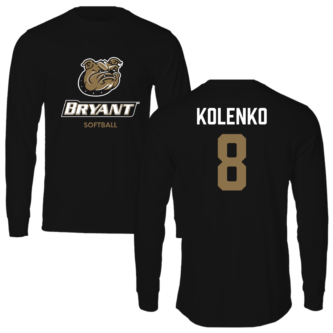 Bryant University Softball Black Performance Long Sleeve - #8 Ella Kolenko
