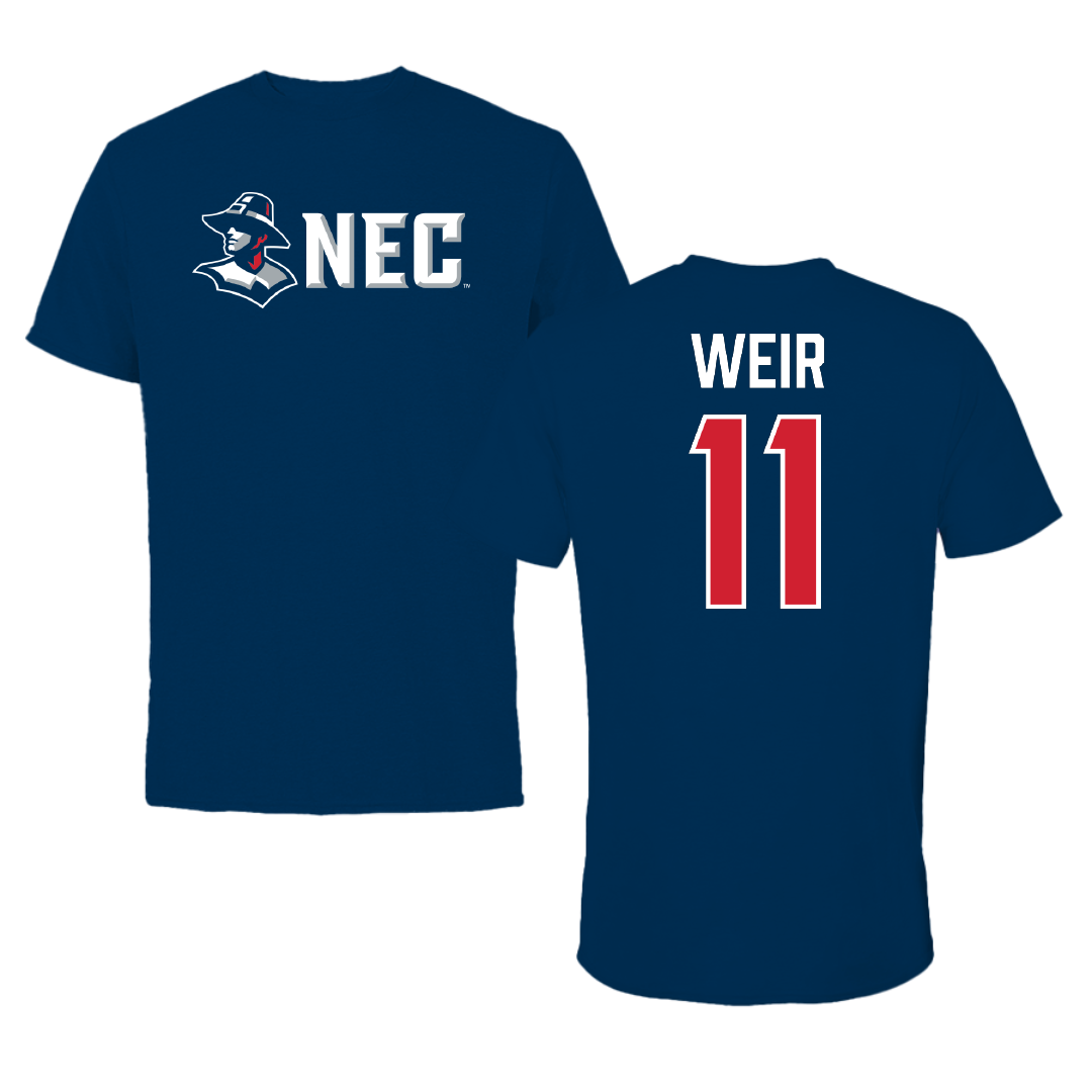 New England College Soccer (M) Navy Performance Tee - #11 Ezekiel Weir