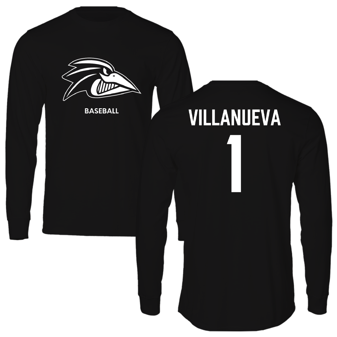 Franklin Pierce University Baseball Black Performance Long Sleeve - #1 Jayden Villanueva