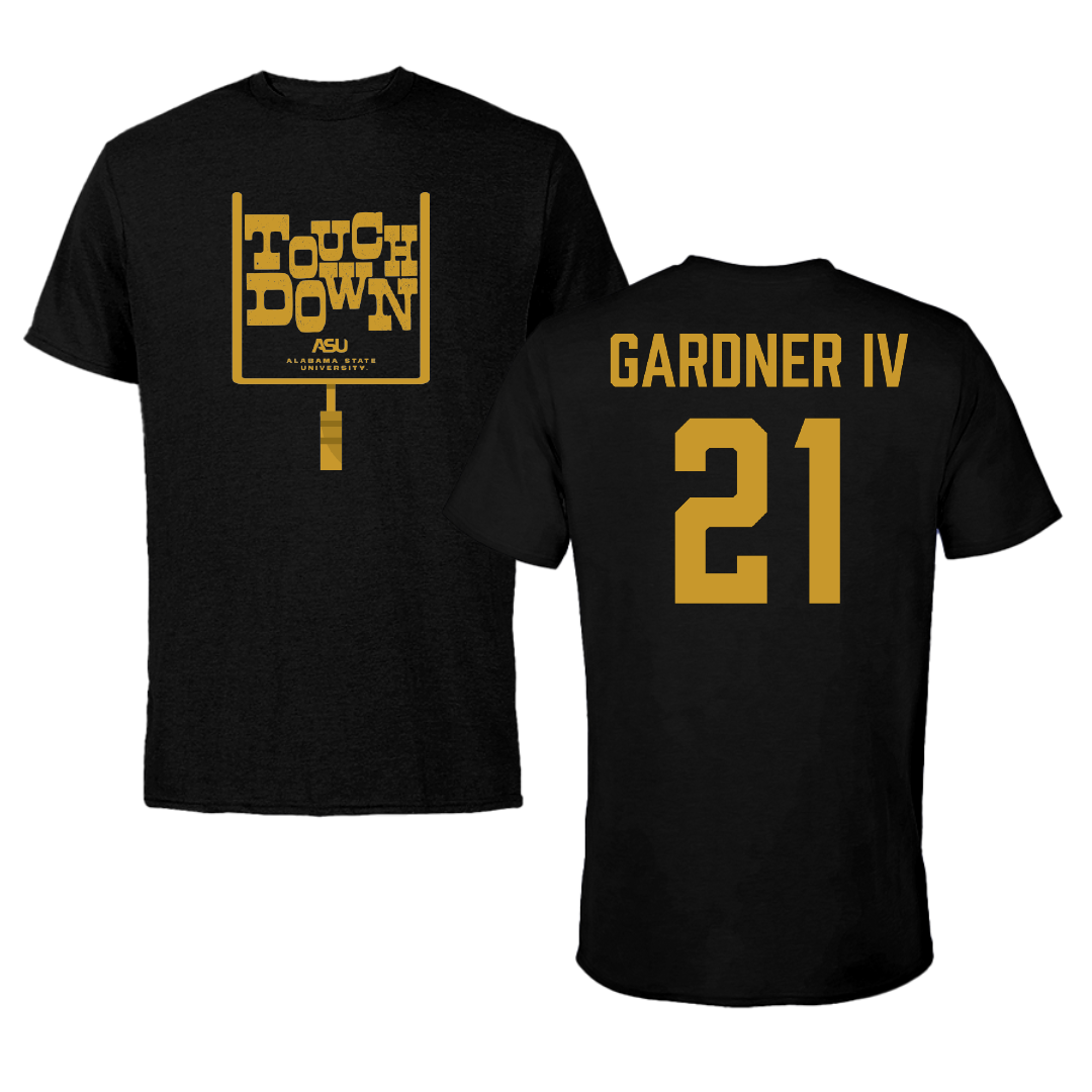 Alabama State University Football Black Touchdown Tee - #21 JR Gardner IV