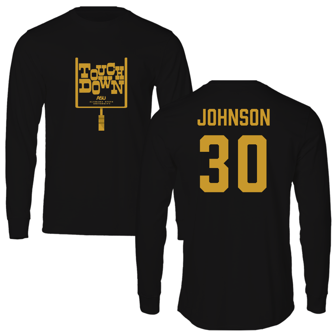 Alabama State University Football Black Touchdown Performance Long Sleeve - #30 Ethan Johnson