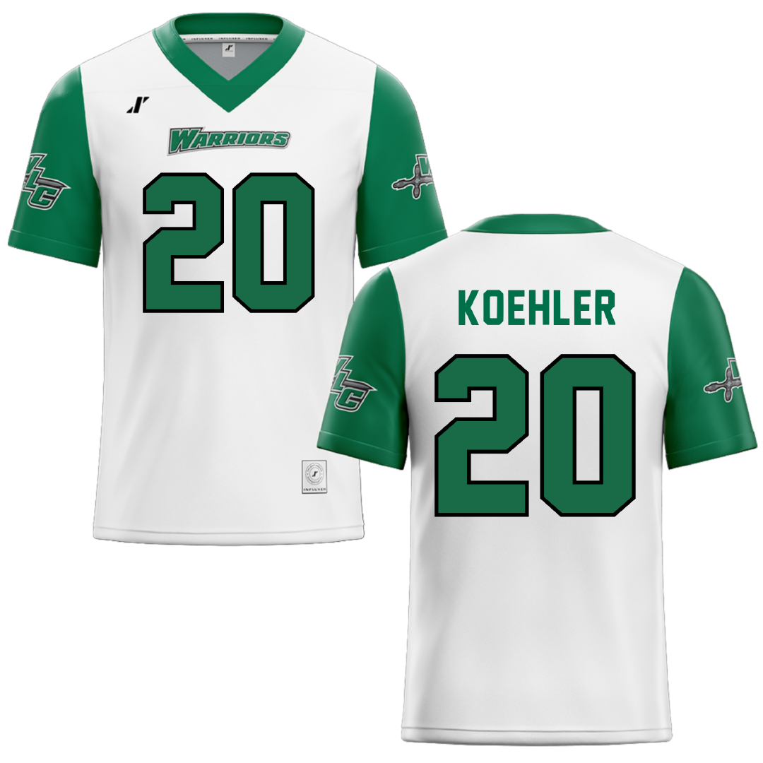 Wisconsin Lutheran College White Football Jersey - #20 Carson Koehler