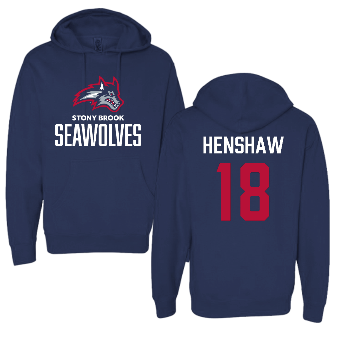 Stony Brook University Baseball Navy Hoodie - #18 Dylan Henshaw