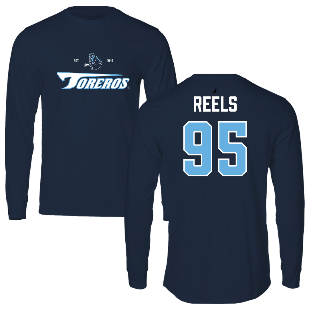 University of San Diego Football Navy General Performance Long Sleeve - #95 Jae’Von Reels
