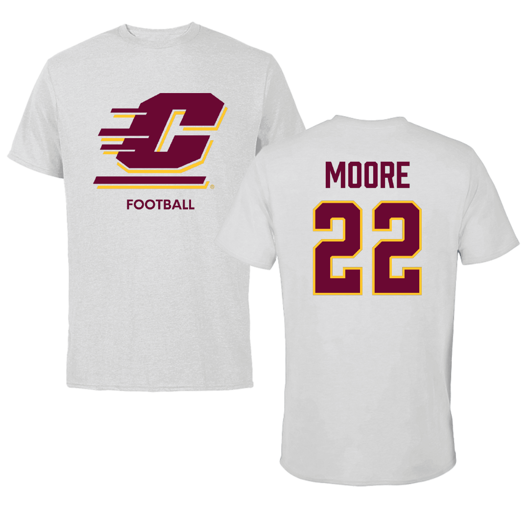 Central Michigan University Football Light Gray Performance Tee - #22 Trav Moore