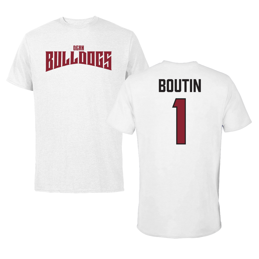 Dean College Basketball White Classic Tee - #1 Abigail Boutin