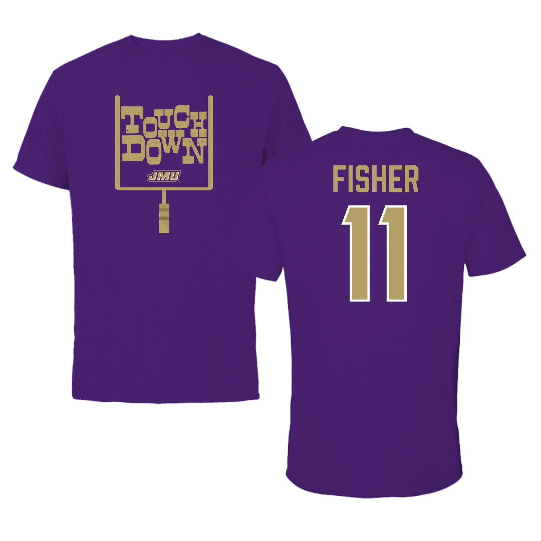 James Madison University Football Purple Touchdown Performance Tee - #11 Aiden Fisher