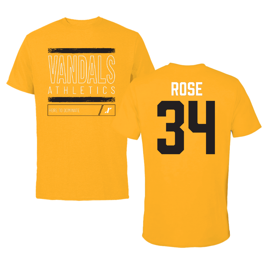 University of Idaho Basketball Gold Dominate Performance Tee - #34 Kyson Rose