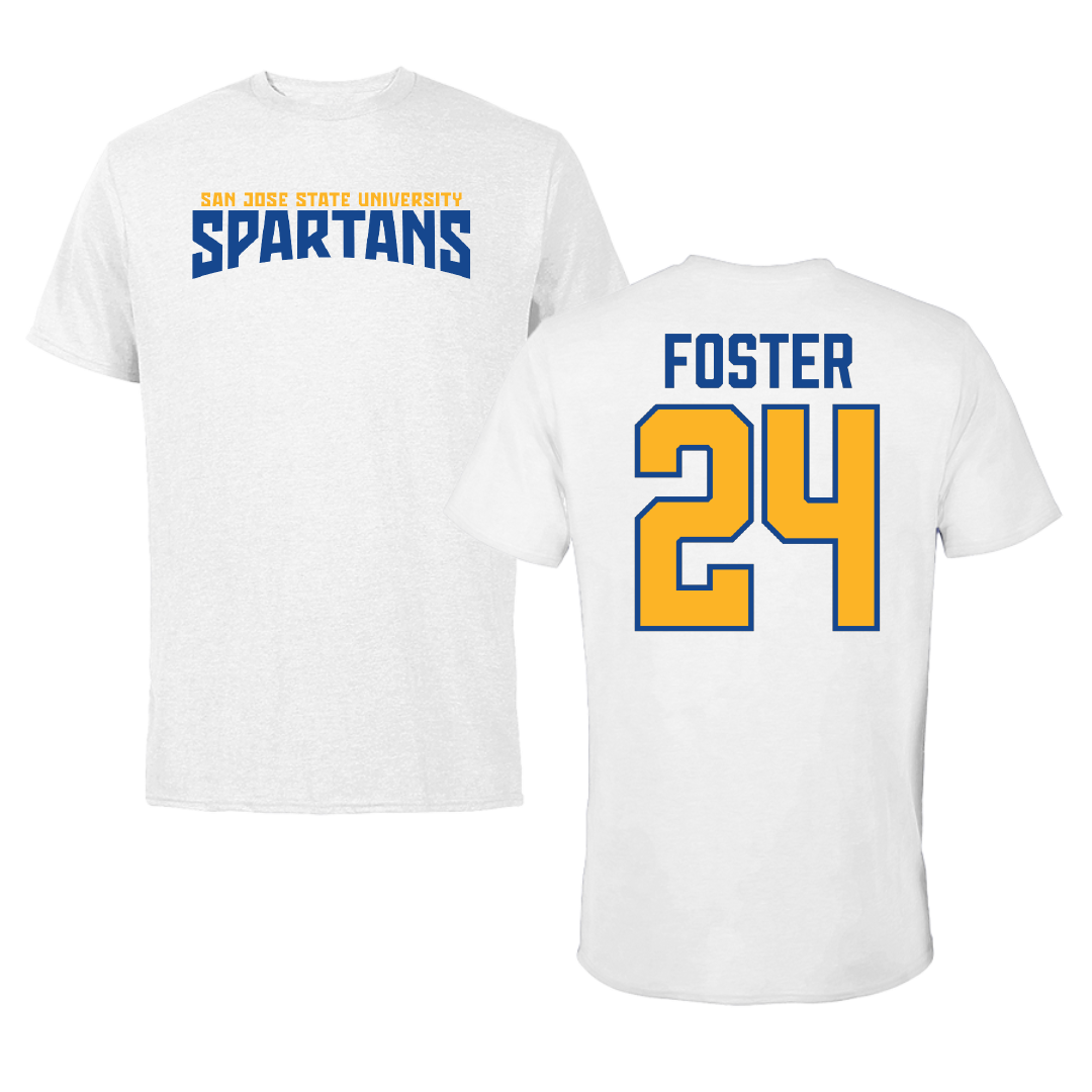 San Jose State University Volleyball White Classic Performance Tee - #24 Naima Foster