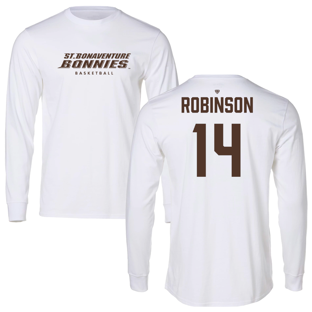 St. Bonaventure University Basketball (W) White Long Sleeve - #14 Gabrielle Robinson