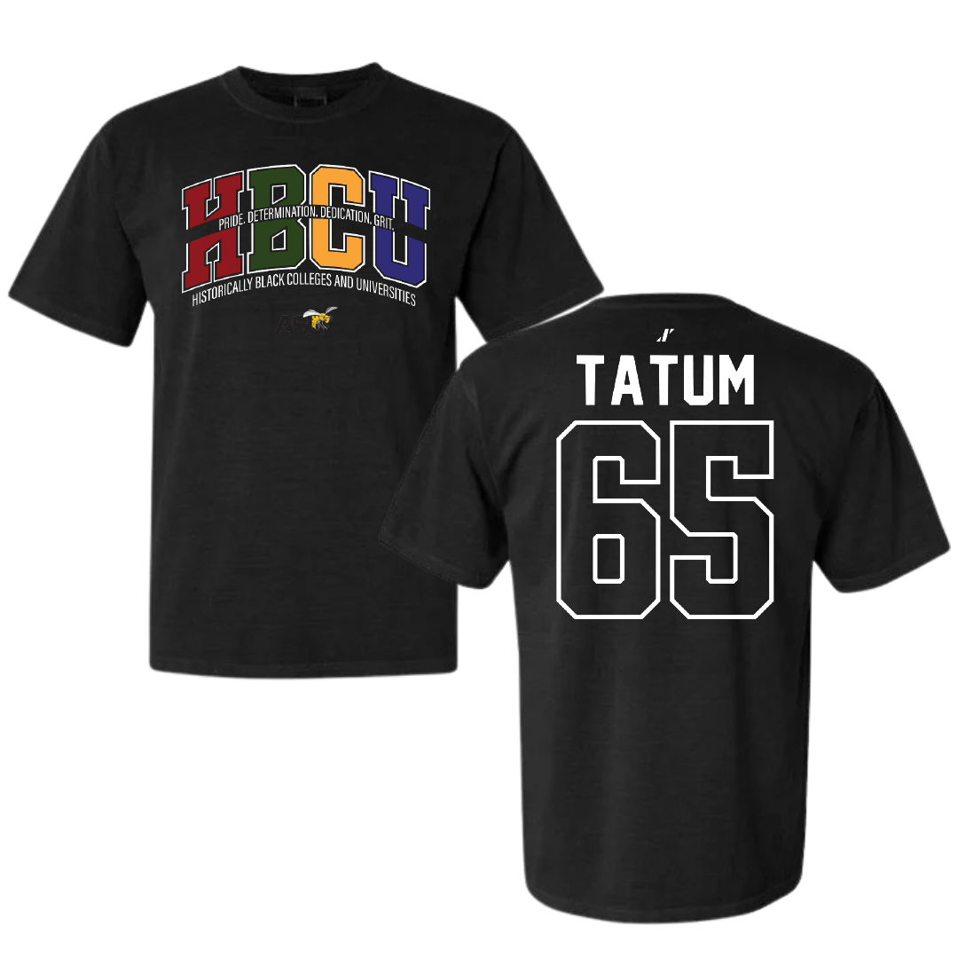 Alabama State University Football Black HBCU Comfort Colors Tee - #65 Jvyon Tatum