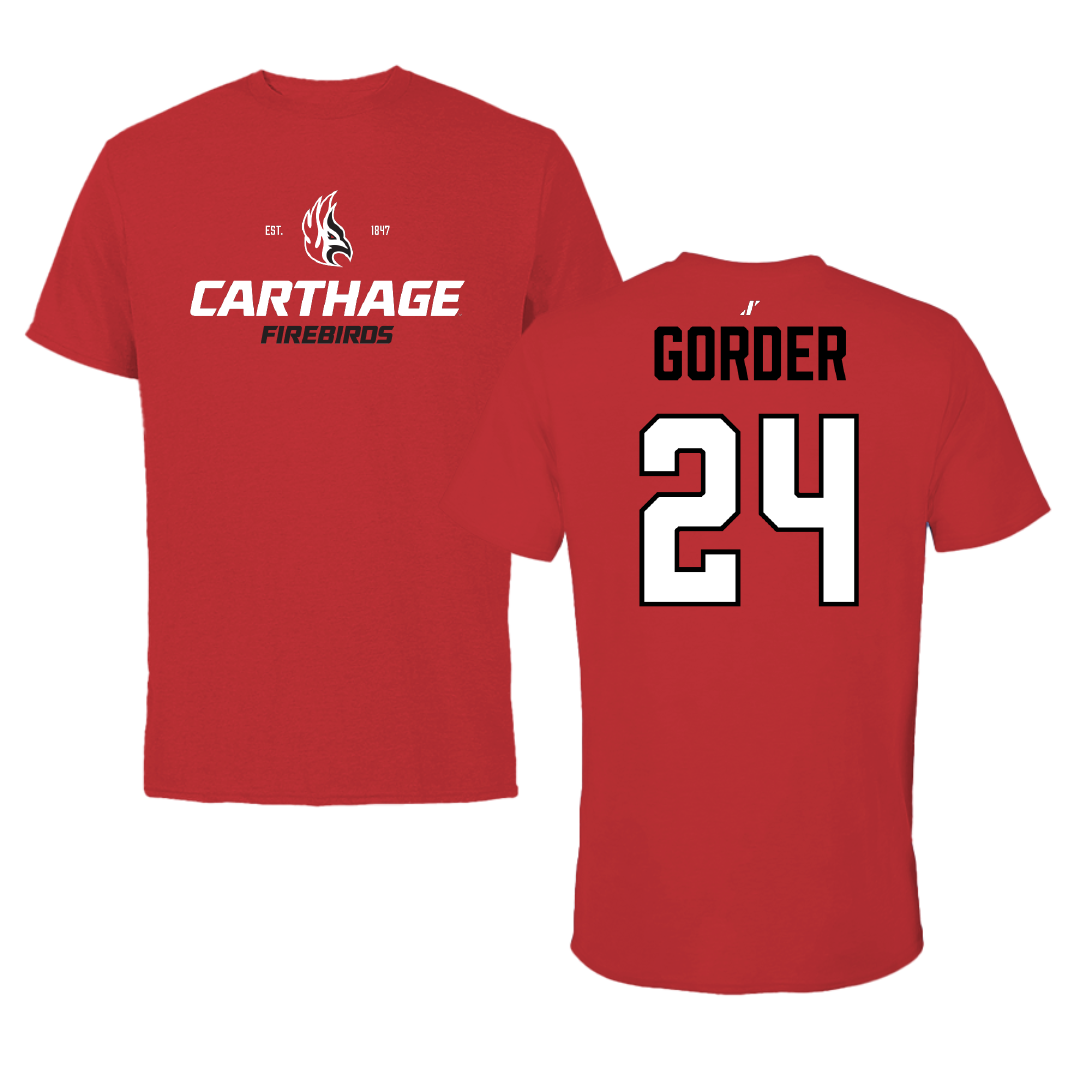 Carthage College Soccer (W) Red General Performance Tee - #24 Sarah Gorder