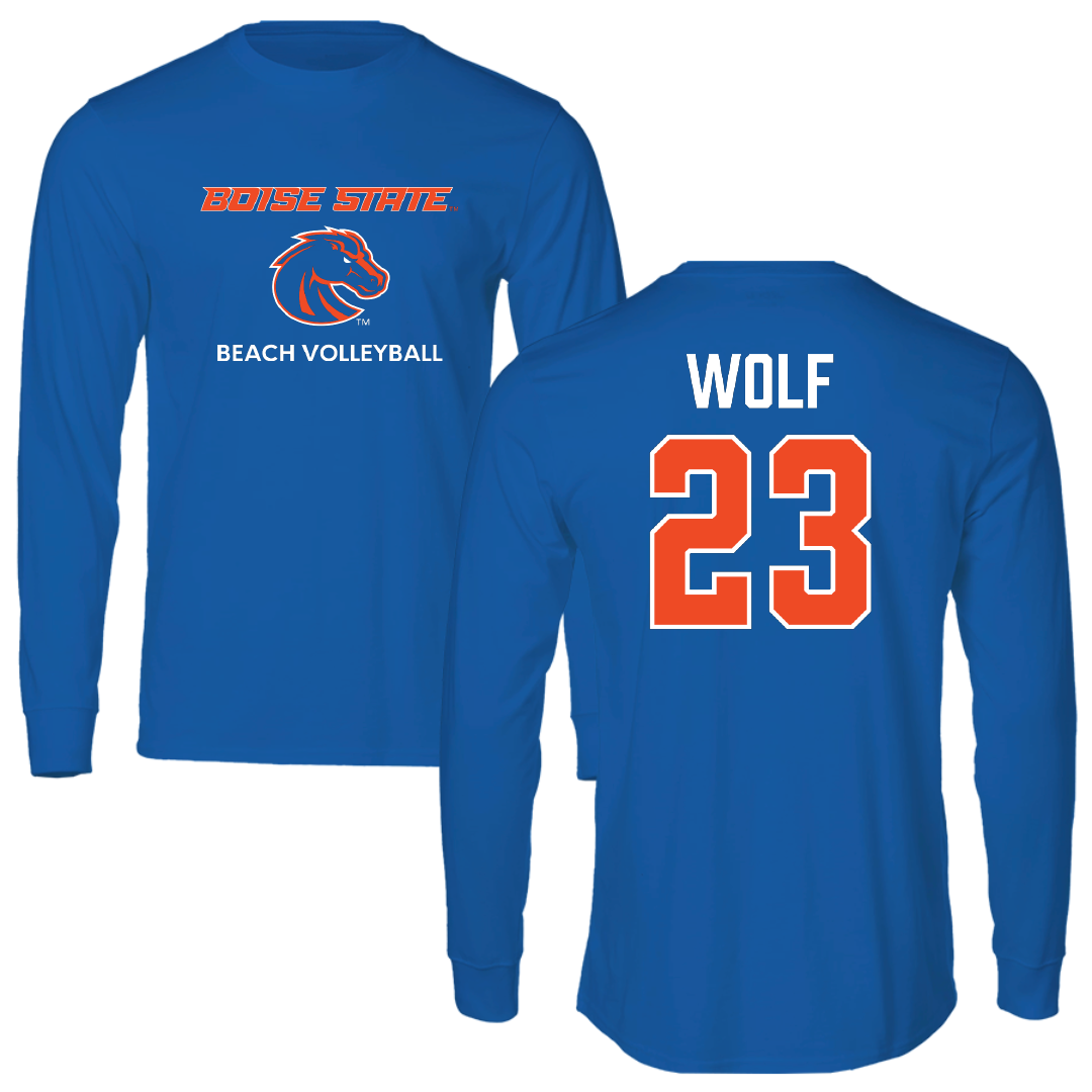 Boise State University Beach Volleyball Blue Performance Long Sleeve - #23 Abbie Wolf