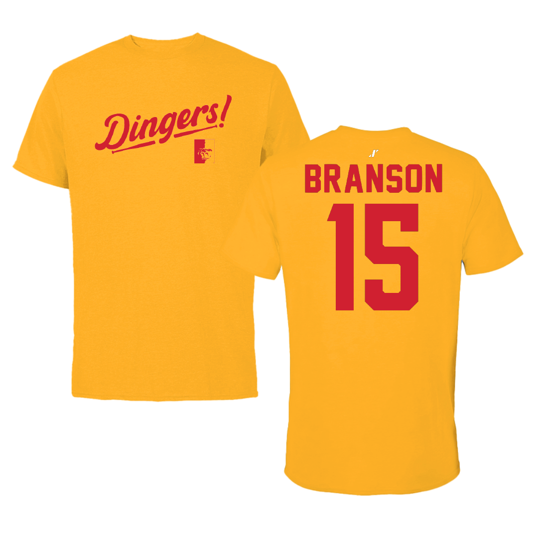 Pittsburg State University Baseball Gold Dingers Tee - #15 Andrew Branson