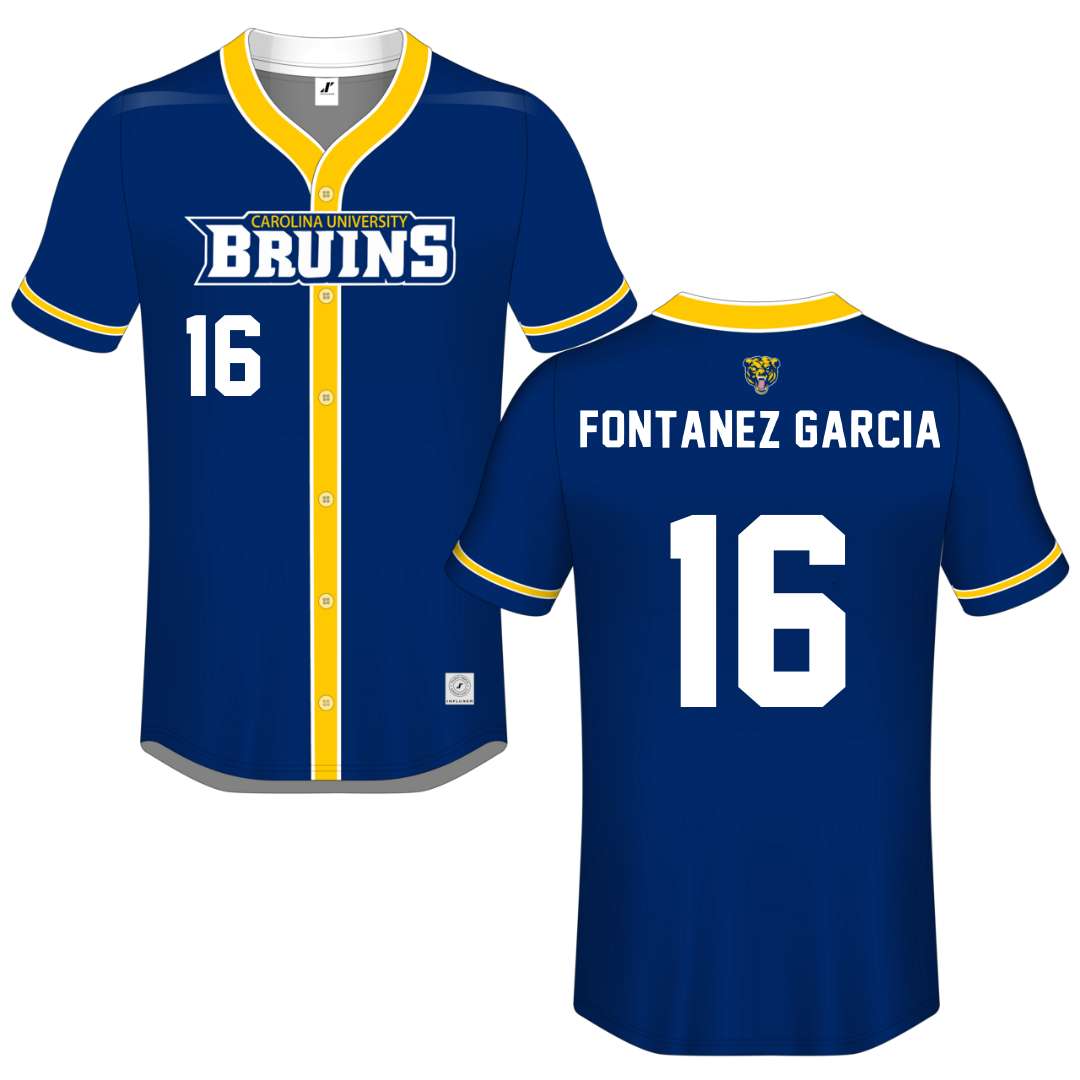 Carolina University Navy Button-Down Jersey - #16 Alexis Randiel Fontanez Garcia