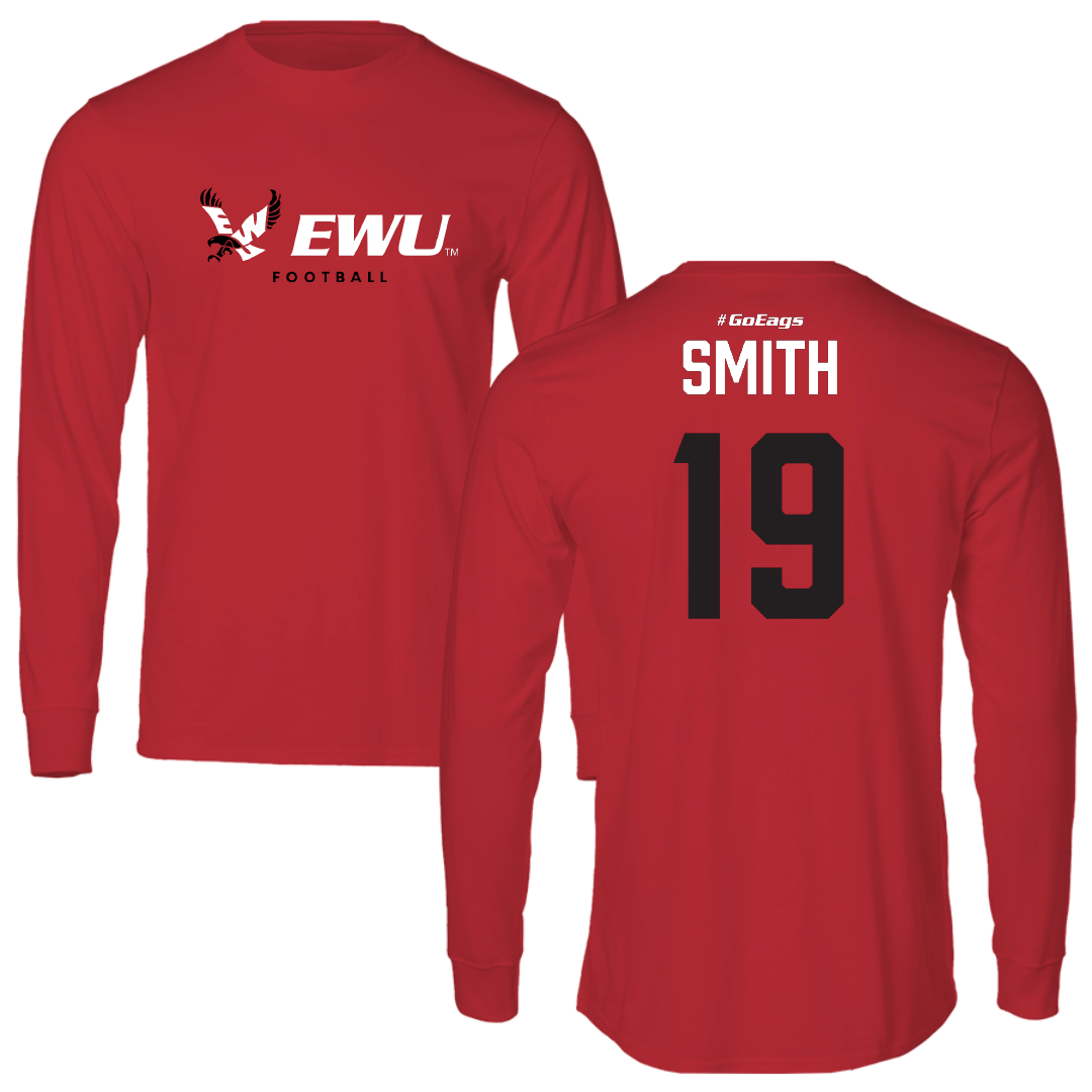 Eastern Washington University Football Red Long Sleeve - #19 Bryce Smith