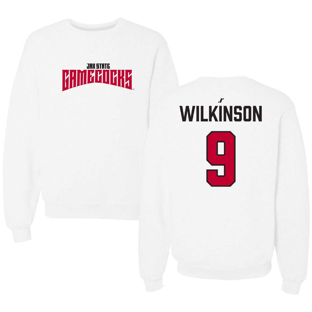Jacksonville State University Volleyball White Classics Crewneck - #9 Luci Wilkinson