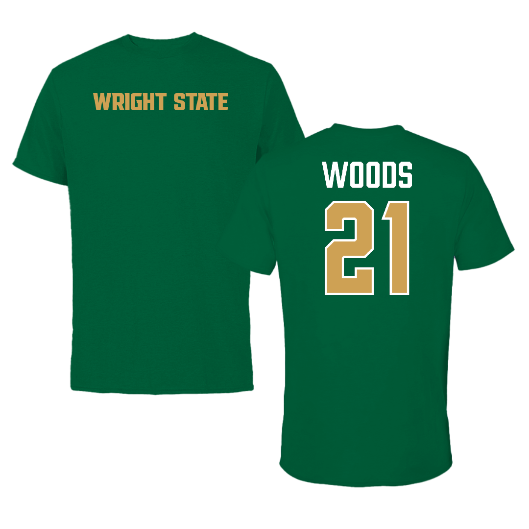 Wright State University Basketball (M) Green Tee - #21 Logan Woods