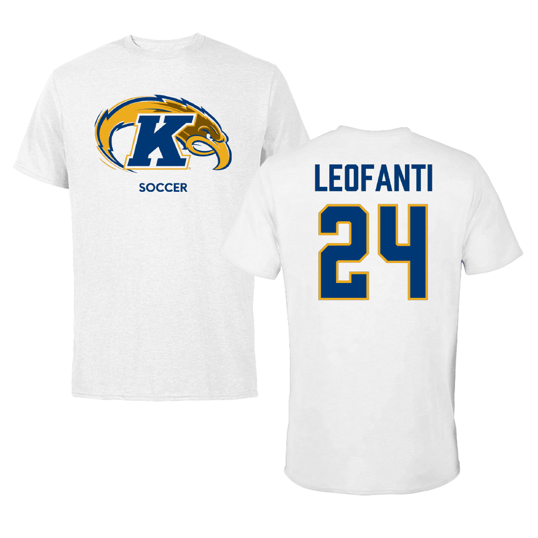 Kent State University Soccer (W) White Performance Tee - #24 Isabelle Leofanti