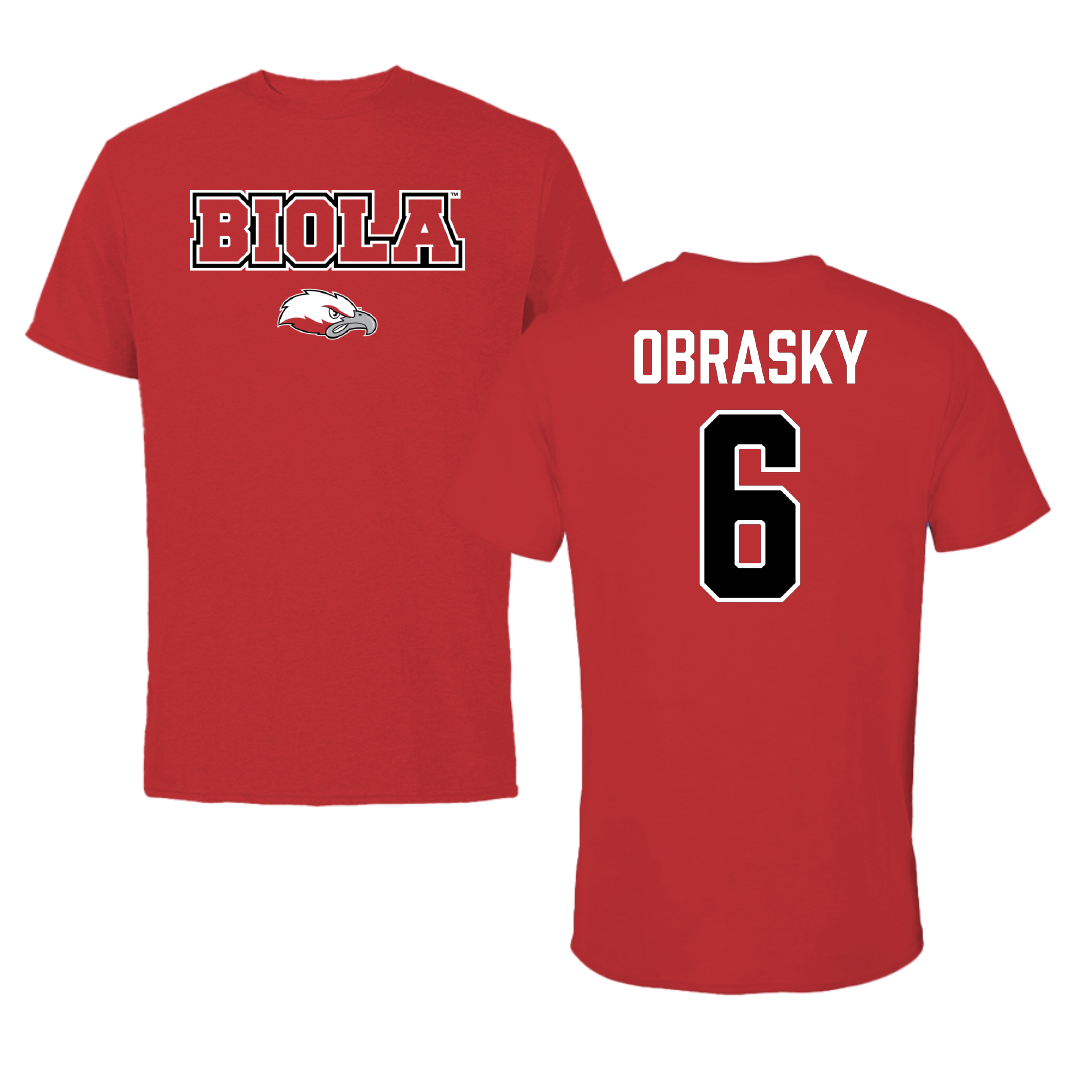 Biola University Baseball Red Tee - #6 Jack Obrasky