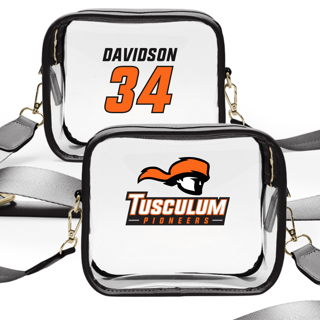 Tusculum University Baseball Black Clear Stadium Bag - #34 Nate Davidson