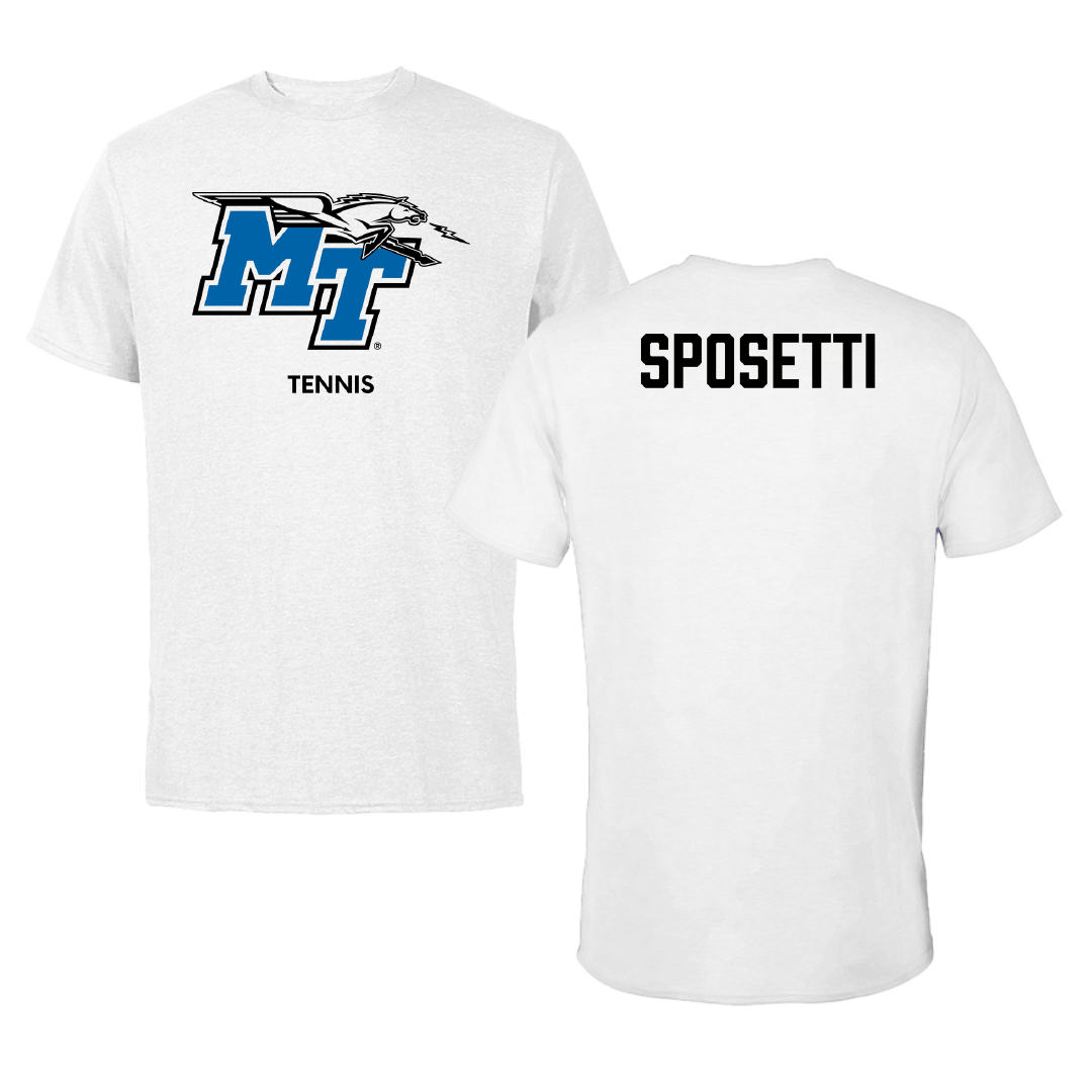 Middle Tennessee State University Tennis (W) White Performance Tee - Ilaria Sposetti