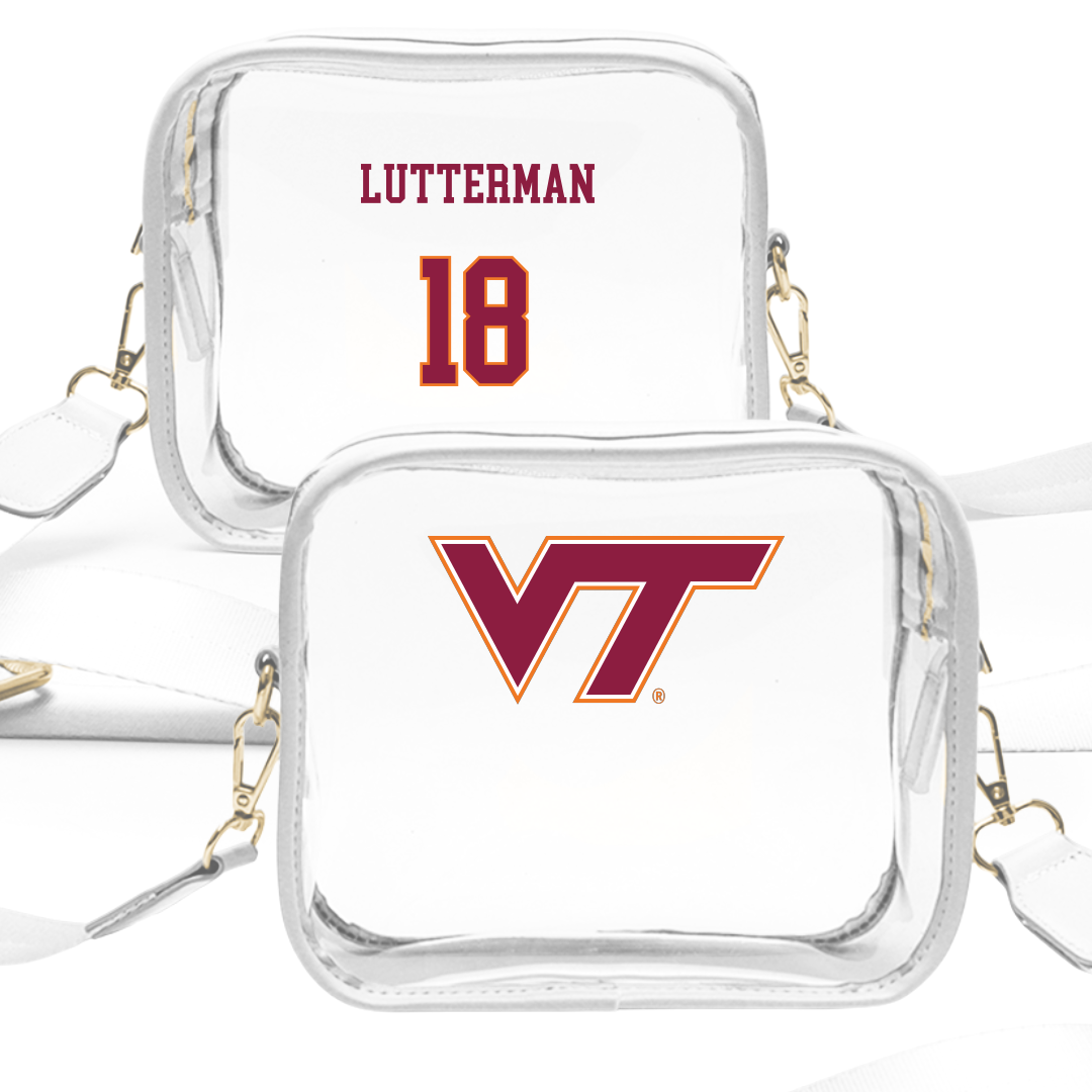 Virginia Tech Baseball White Clear Stadium Bag - #18 Hudson Lutterman