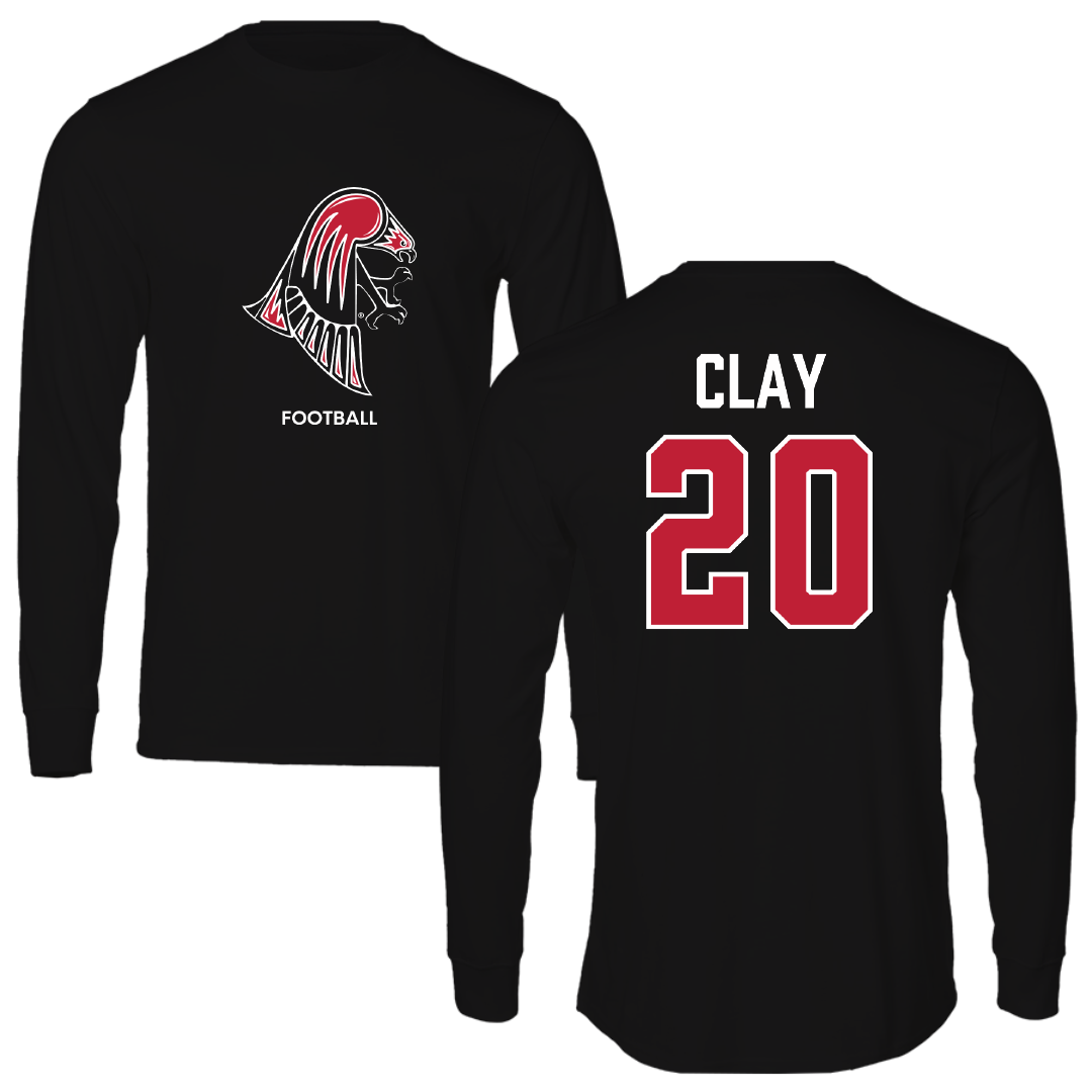 University of Wisconsin-River Falls Football Black Mascot Long Sleeve - #20 TJ Clay