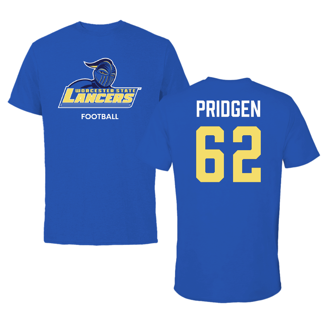 Worcester State University Football Blue Performance Tee - #62 Jayden Pridgen