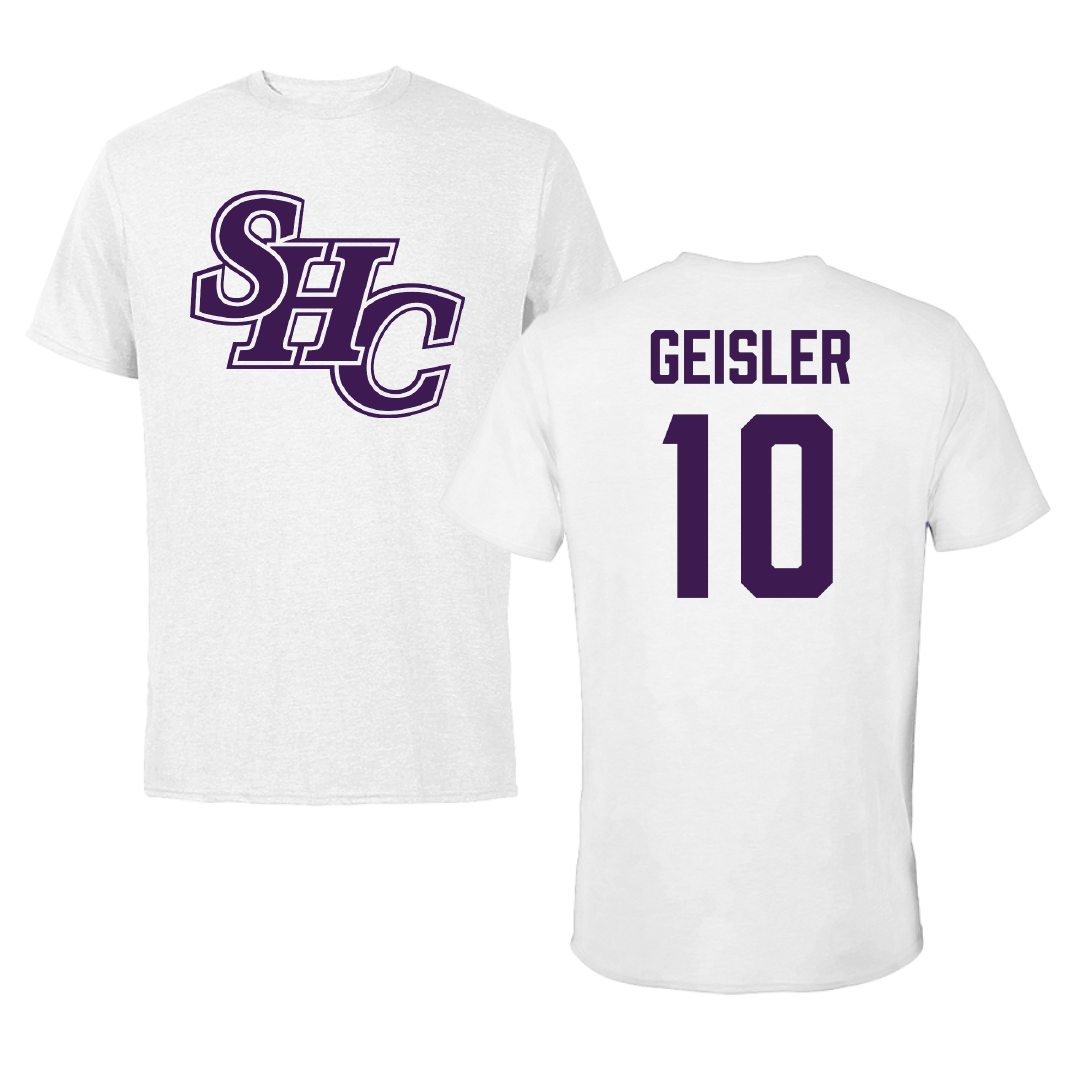Spring Hill College Basketball White Tee - #10 Libby Geisler