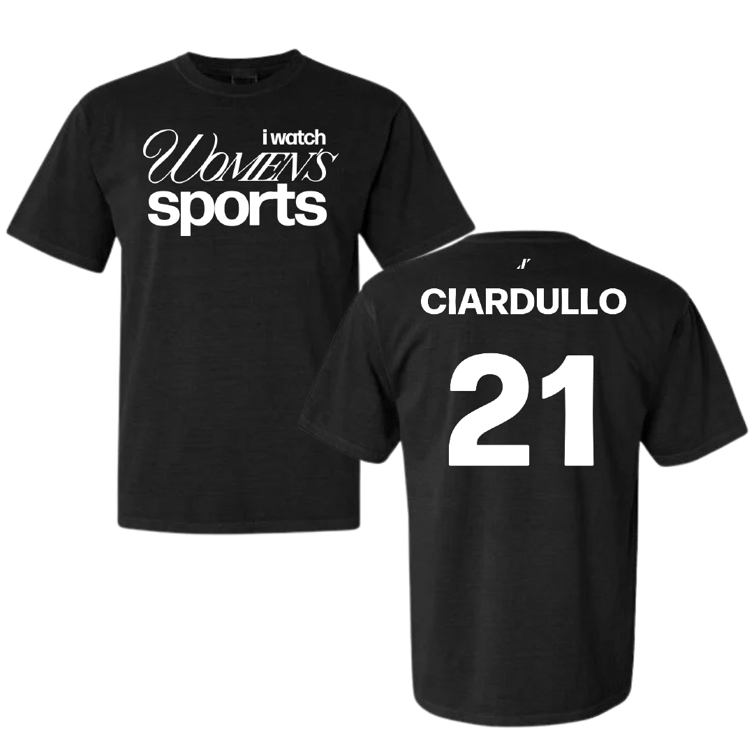 Iowa State University Soccer Black WHM Comfort Colors Tee - #21 Ella Ciardullo