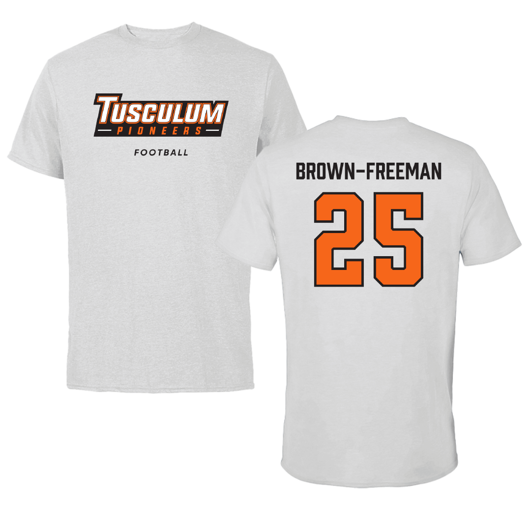 Tusculum University Football Light Gray Tee - #25 Teryntino Brown-Freeman
