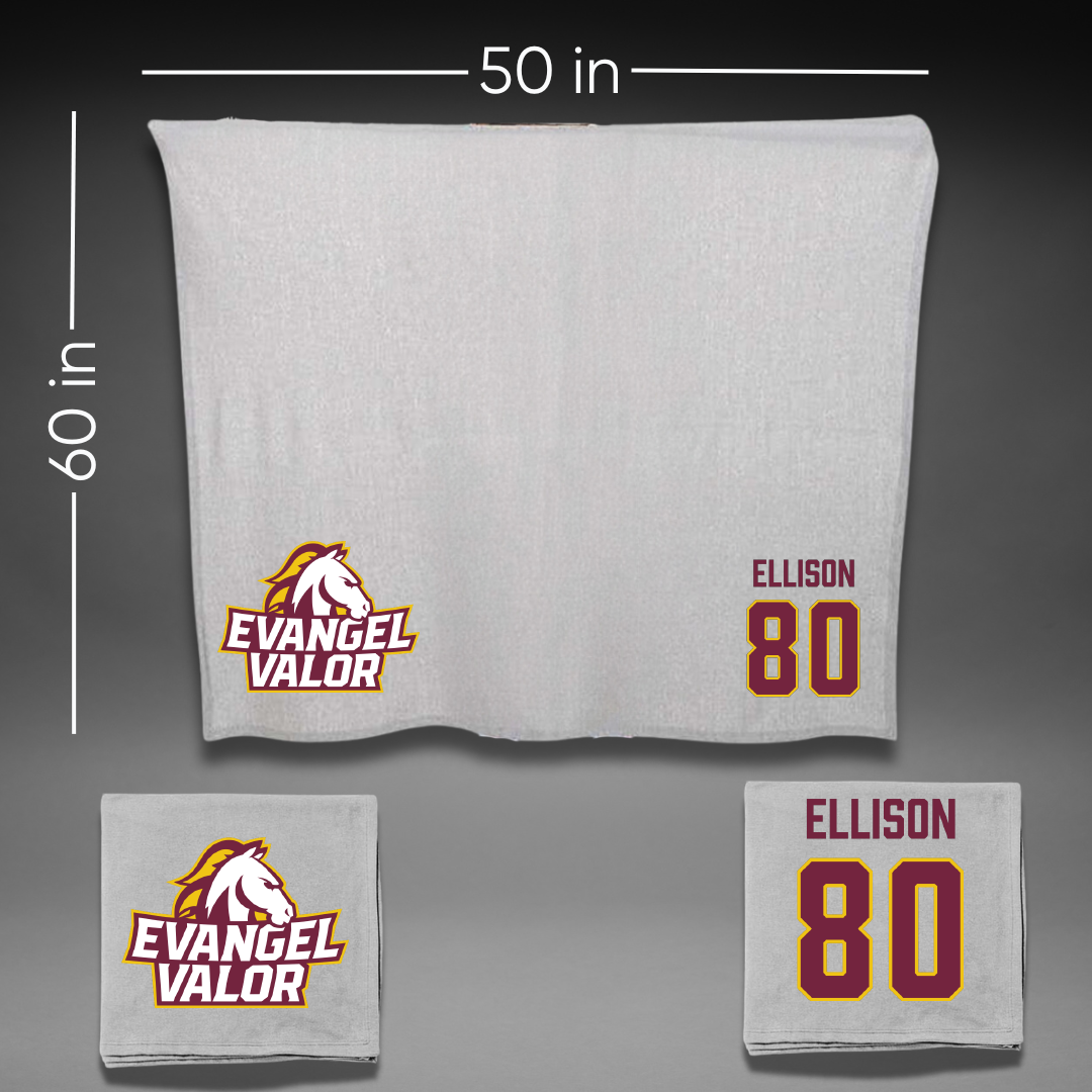Evangel University Football Gray Blanket - #80 Cannon Ellison