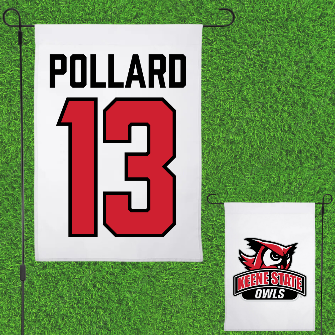 Keene State College Ice Hockey White Garden Flag - #13 Olivia Pollard