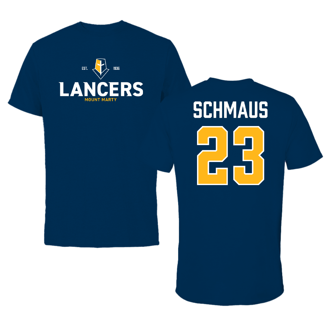 Mount Marty University Football Navy General Performance Tee - #23 Amanuel Schmaus