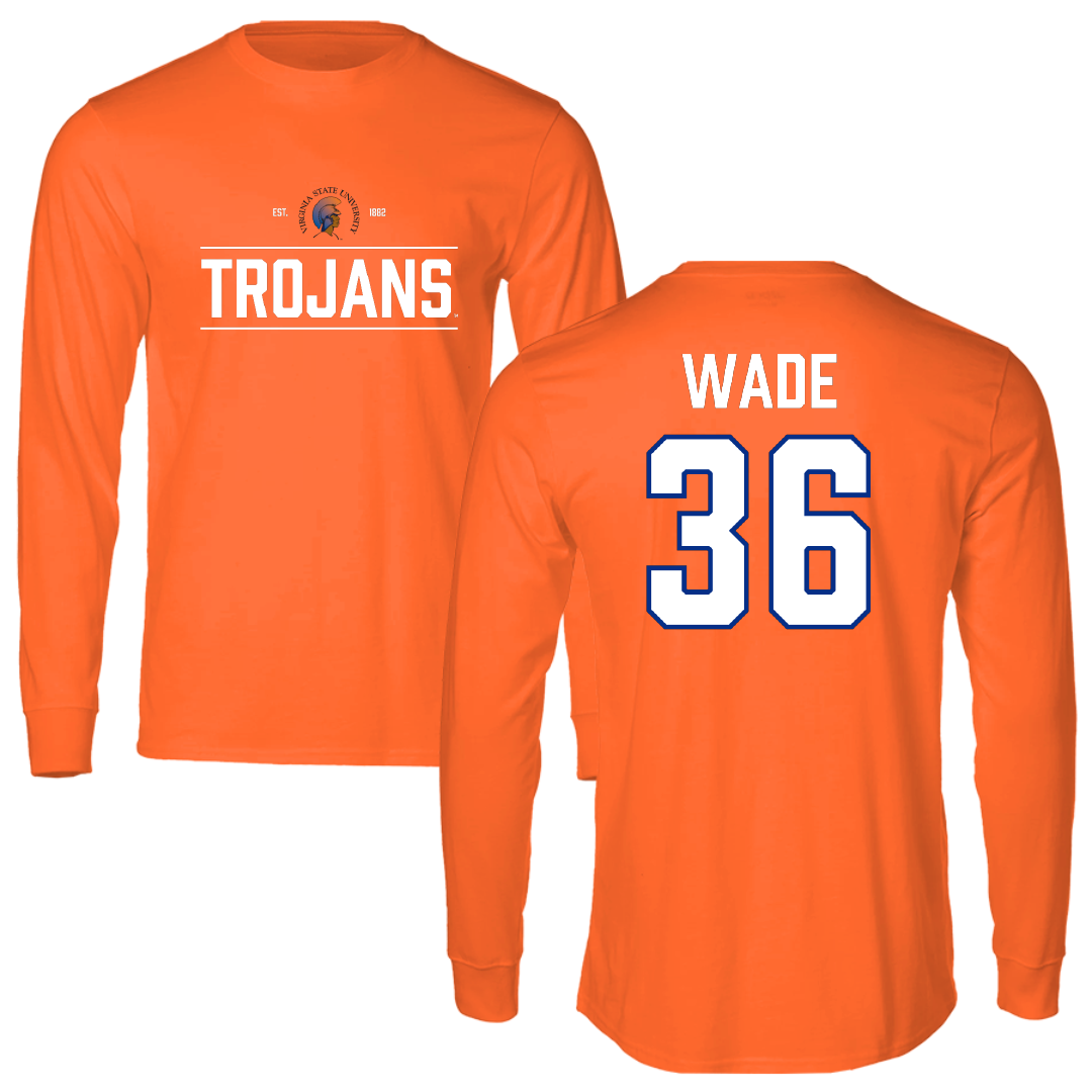 Virginia State University Football Orange General Performance Long Sleeve - #36 Devonte Wade
