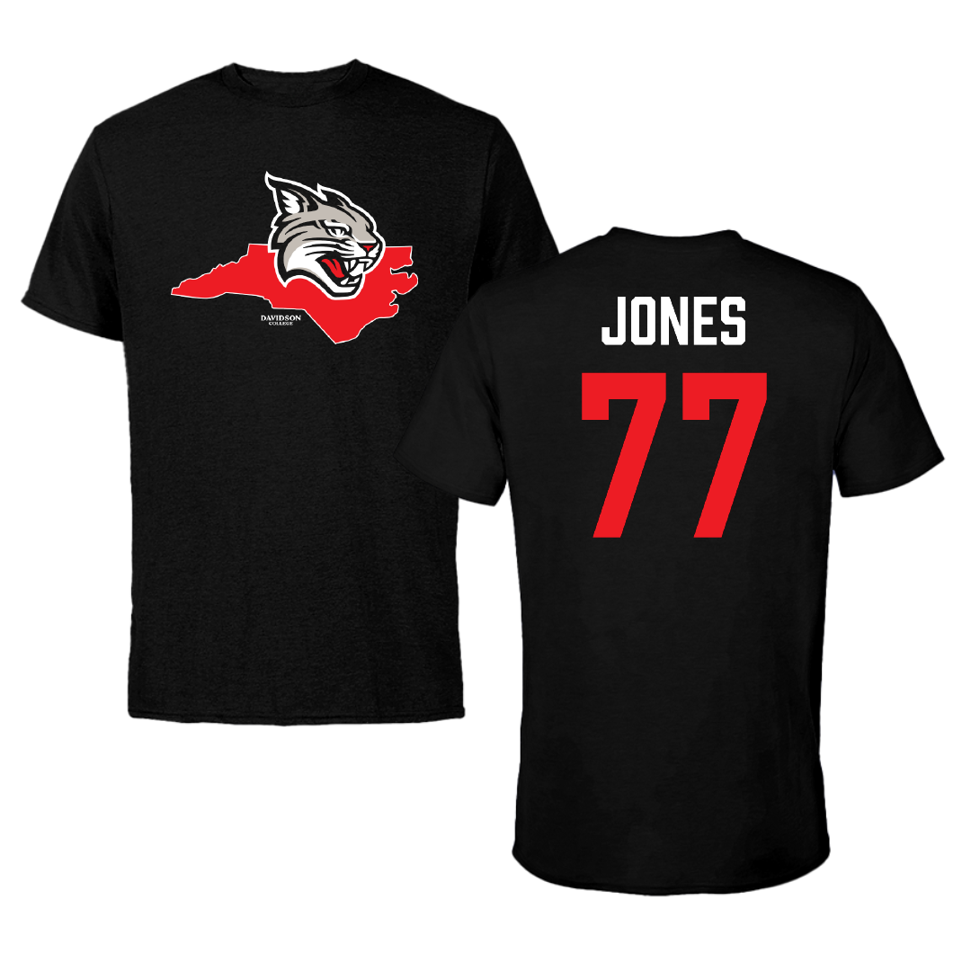 Davidson College Football Black State Tee - #77 Alex Jones