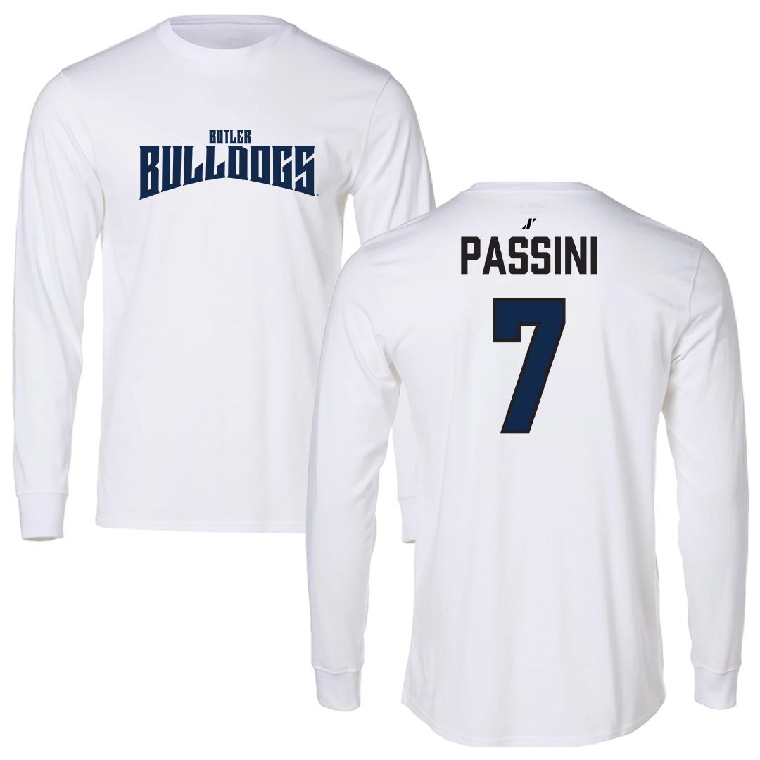 Butler University Football White Classic Performance Long Sleeve - #7 Gabe Passini