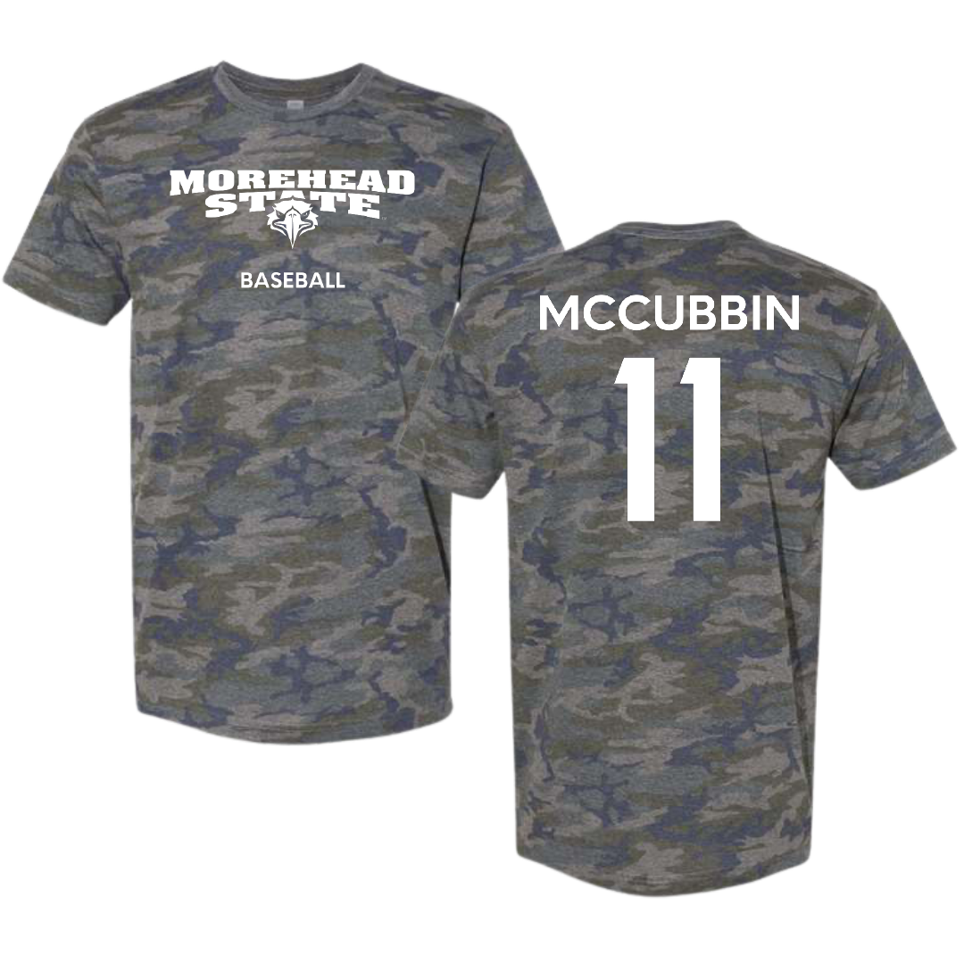 Morehead State University Baseball Vintage Camo Tee - #11 Ian McCubbin