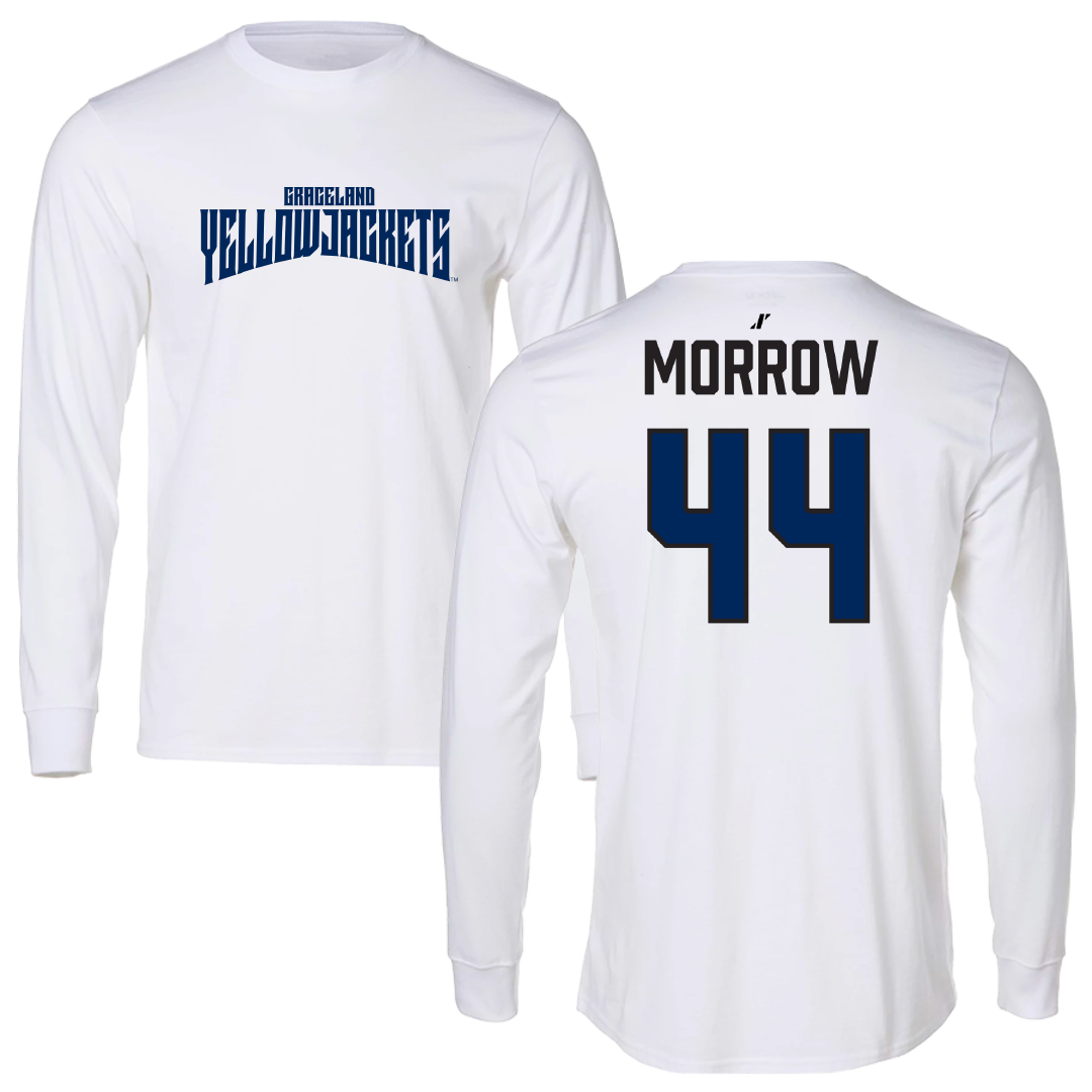 Graceland University Baseball White Classic Performance Long Sleeve - #44 Cale Morrow