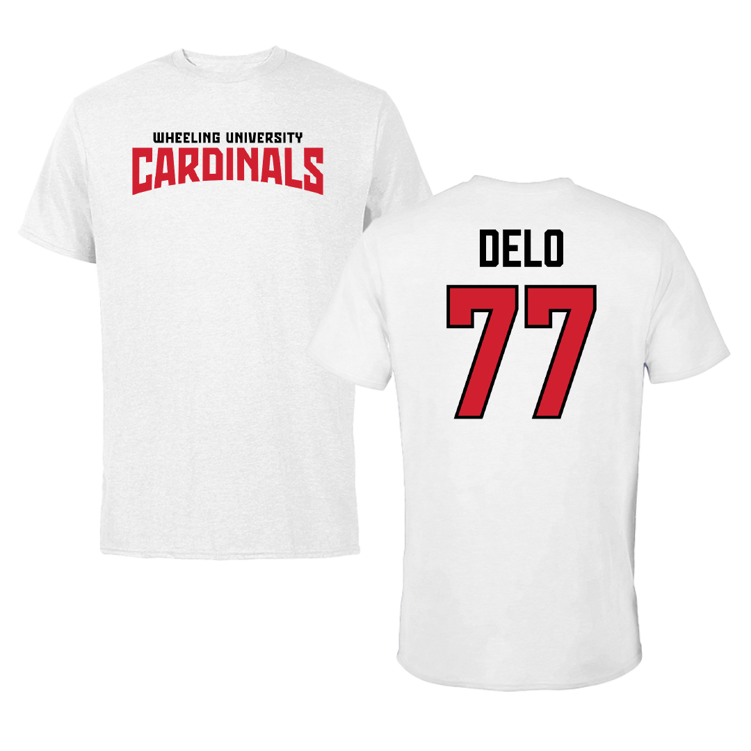 Wheeling University Soccer (M) White Classic Performance Tee - #77 Daniel Delo