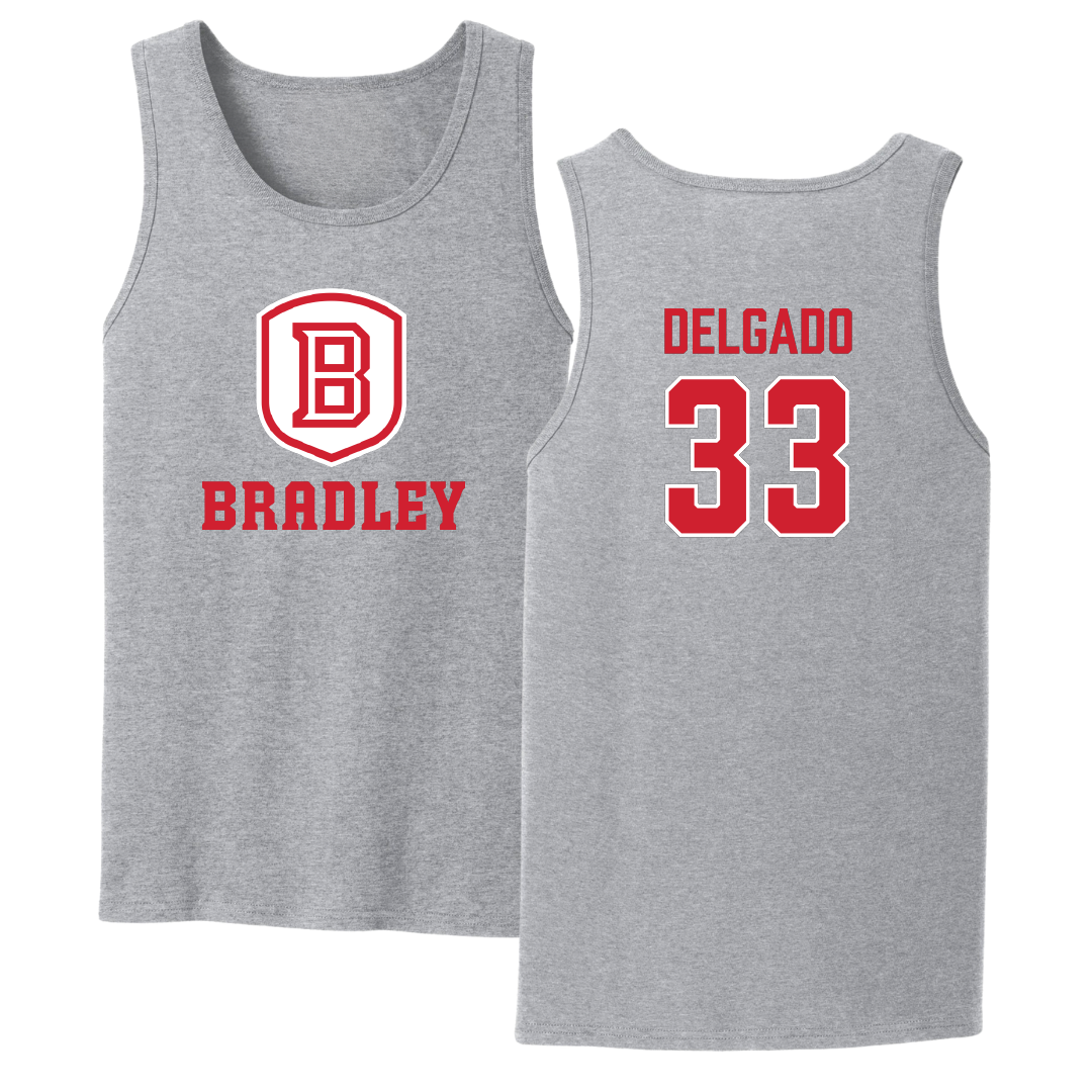 Bradley University Baseball Sport Gray Tank Top - #33 Logan Delgado