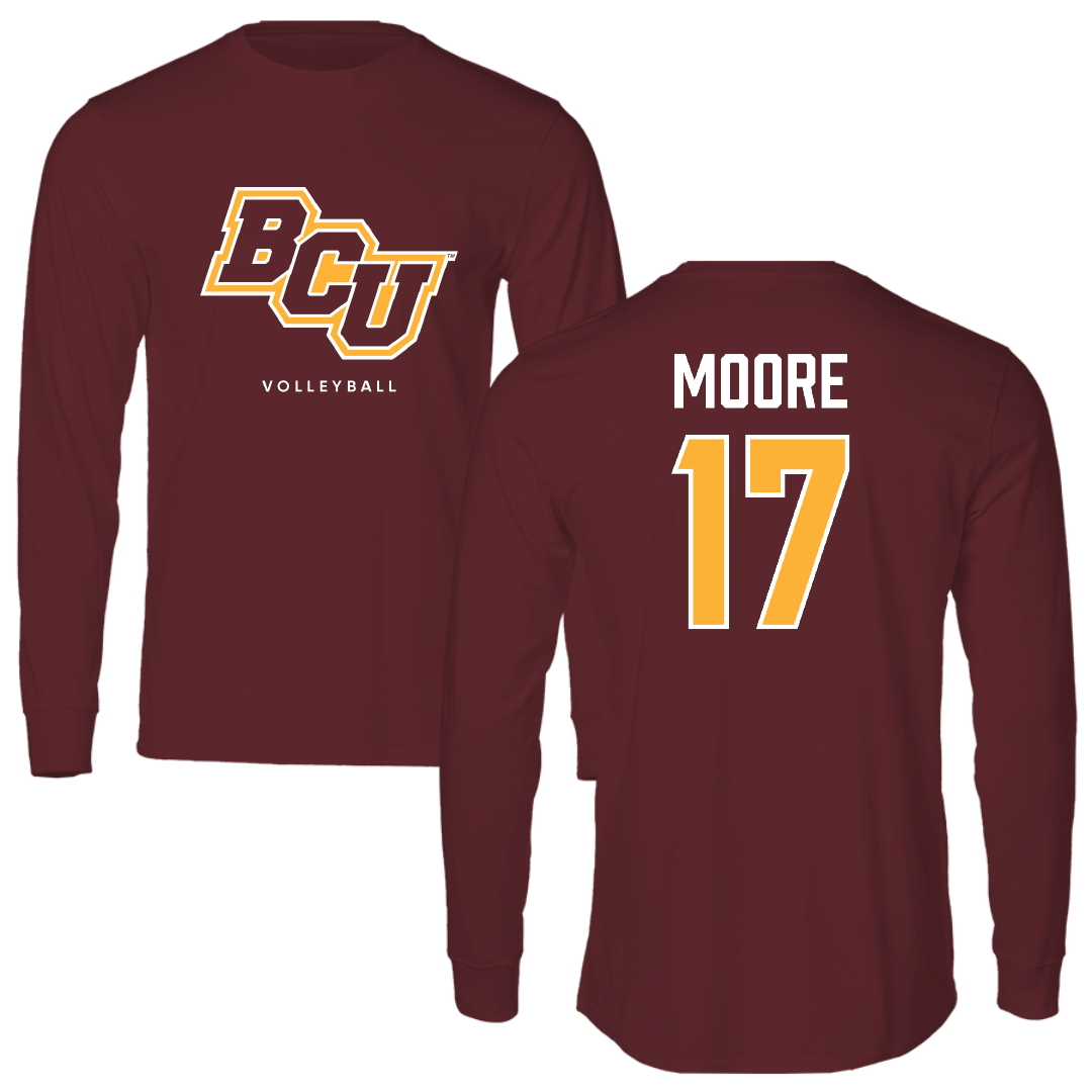Bethune-Cookman University Volleyball (W) Maroon Performance Long Sleeve - #17 Naterah Moore
