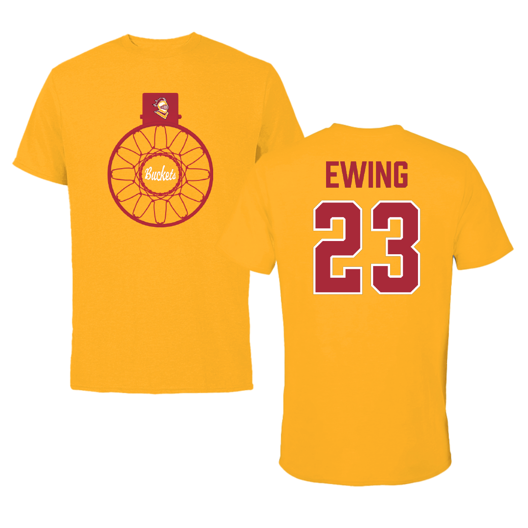 Calvin University Basketball Gold Buckets Performance Tee - #23 Brady Ewing