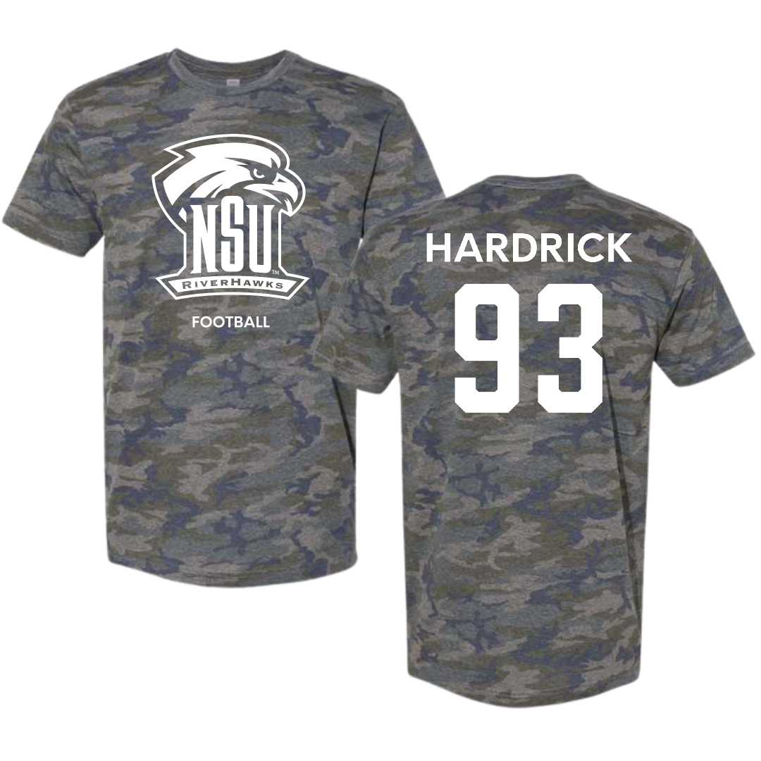 Northeastern State University Football Vintage Camo Tee - #93 Braylon Hardrick