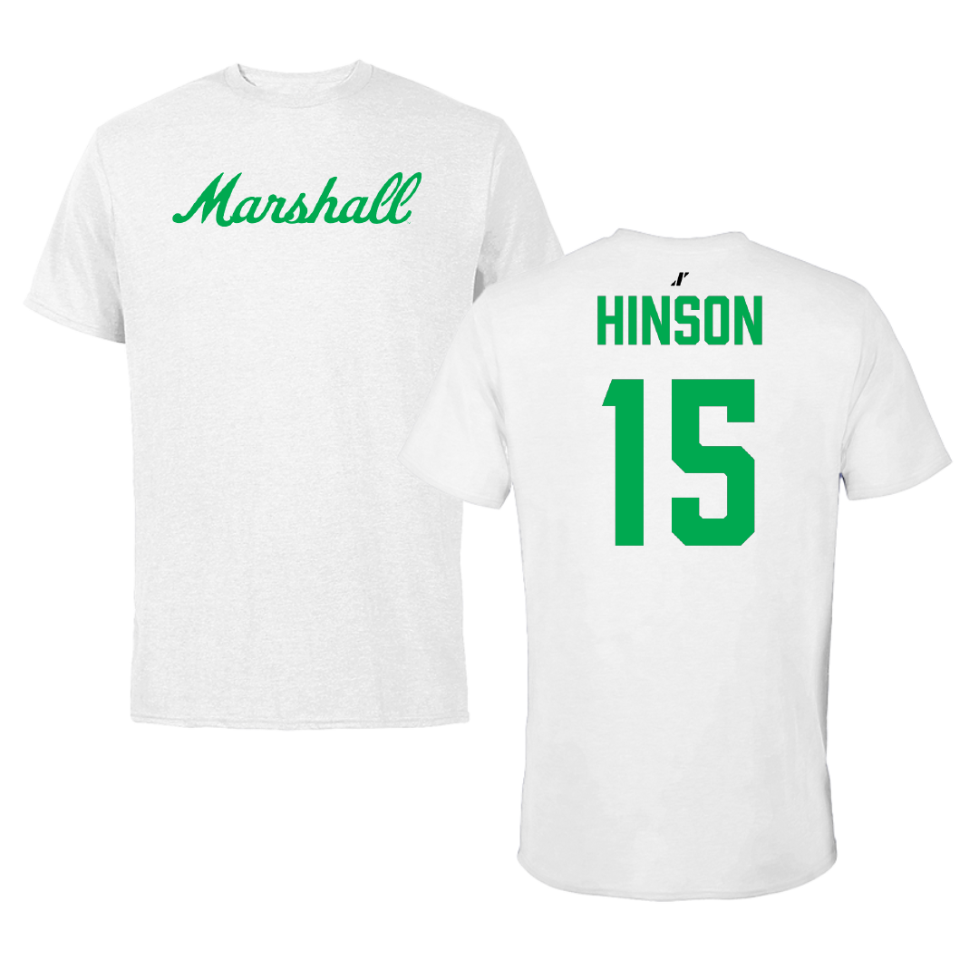 Marshall University Baseball White Performance Tee - #15 Cooper Hinson