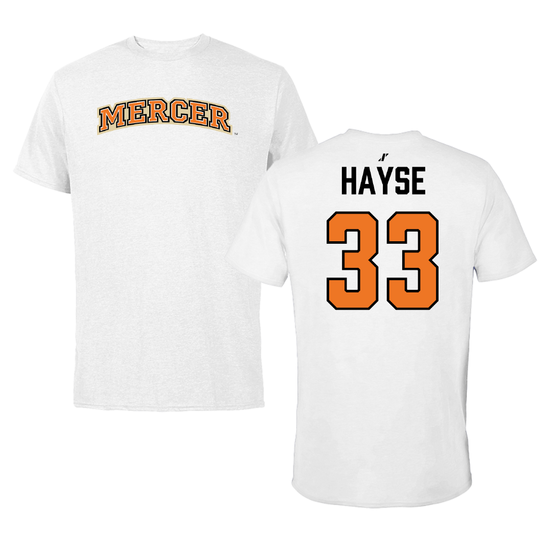 Mercer University Baseball White Performance Tee - #33 Aidan Hayse