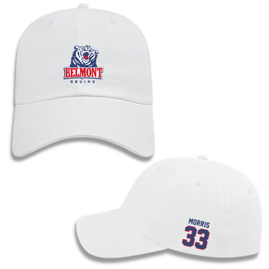 Belmont University Baseball White Hat - #33 Lake Morris